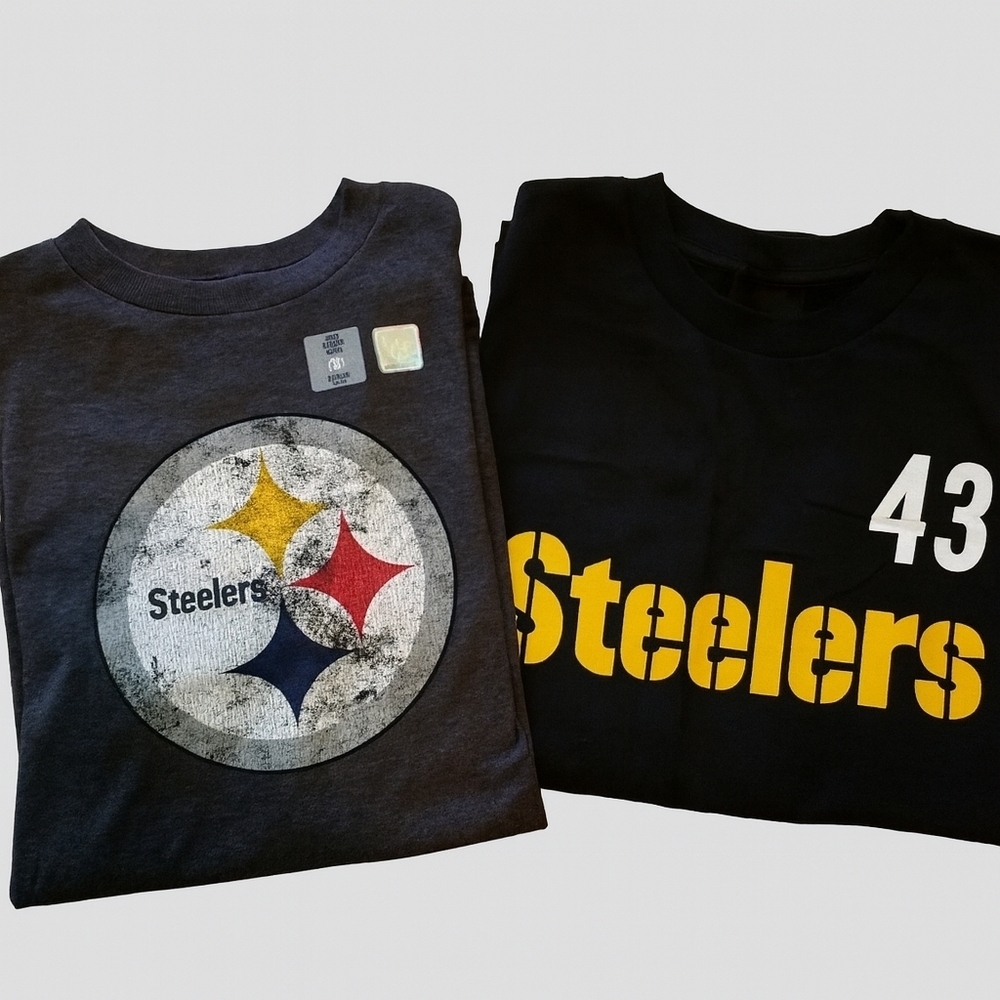 Pittsburgh Steelers Youth XL T-Shirt | Black & Gold Distressed Logo | Boys XL